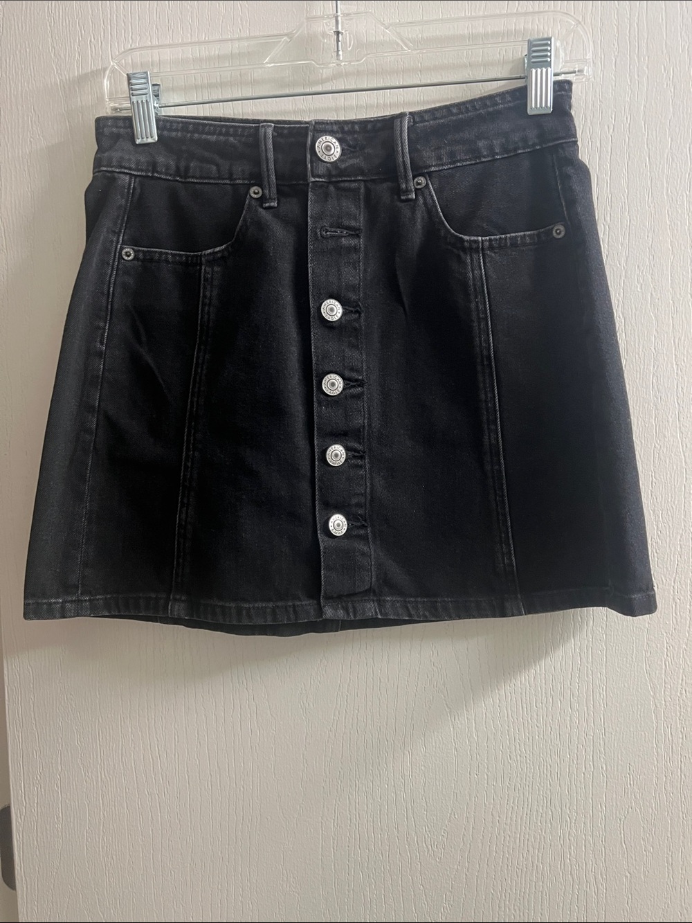 American Eagle Outfitters Black Button-Front Mini Skirt